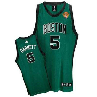 NBA Boston Celtics 5 Kevin Garnett Authentic Green Black Number Jersey Final Patch